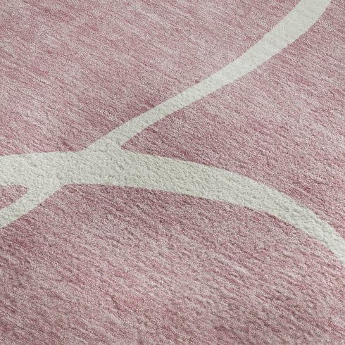 8' X 10' Pink And Ivory Abstract Washable Area Rug With UV Protection