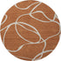 8' Rust And Beige Abstract Washable Round Rug With UV Protection