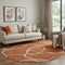 8' Rust And Beige Abstract Washable Round Rug With UV Protection