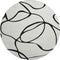 8' White And Black Abstract Washable Round Rug With UV Protection