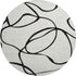 8' White And Black Abstract Washable Round Rug With UV Protection