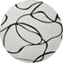 8' White And Black Abstract Washable Round Rug With UV Protection