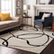 8' X 10' White And Black Abstract Washable Area Rug With UV Protection