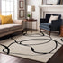8' X 10' White And Black Abstract Washable Area Rug With UV Protection