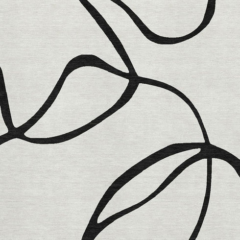 8' X 10' White And Black Abstract Washable Area Rug With UV Protection