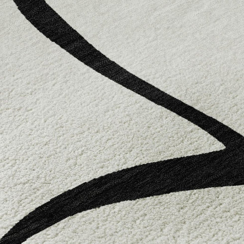 8' X 10' White And Black Abstract Washable Area Rug With UV Protection