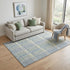 5' X 8' Denim Blue Ivory And Gray Plaid Washable Area Rug With UV Protection