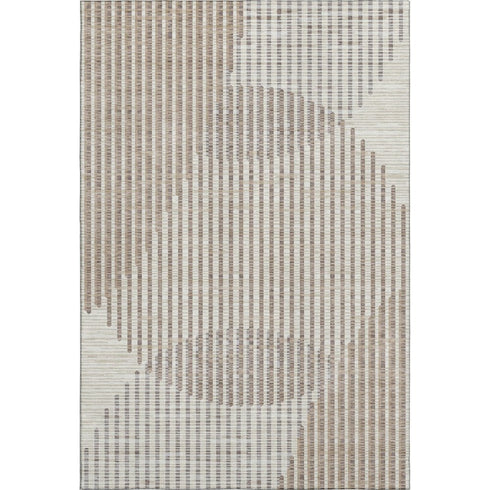 5' X 8' Beige And Taupe Geometric Washable Area Rug With UV Protection