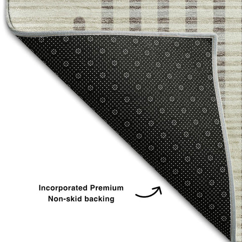 5' X 8' Beige And Taupe Geometric Washable Area Rug With UV Protection