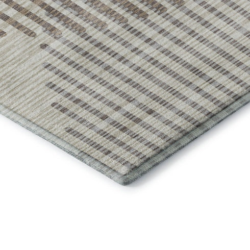5' X 8' Beige And Taupe Geometric Washable Area Rug With UV Protection