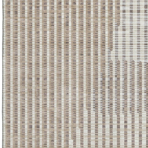 5' X 8' Beige And Taupe Geometric Washable Area Rug With UV Protection