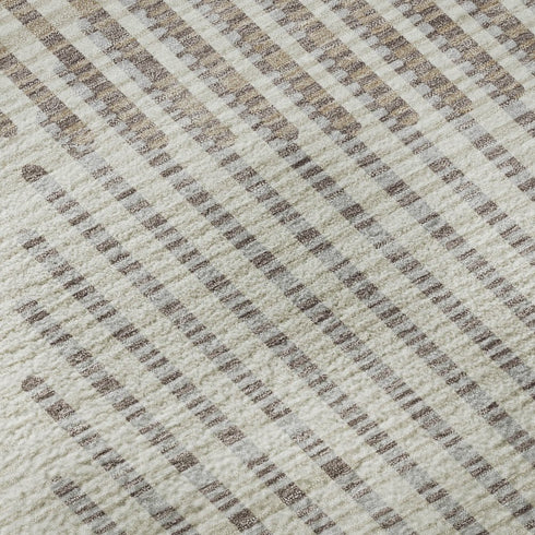 8' X 10' Beige And Taupe Geometric Washable Area Rug With UV Protection
