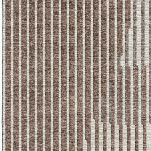 8' X 10' Brown And Ivory Geometric Washable Area Rug With UV Protection