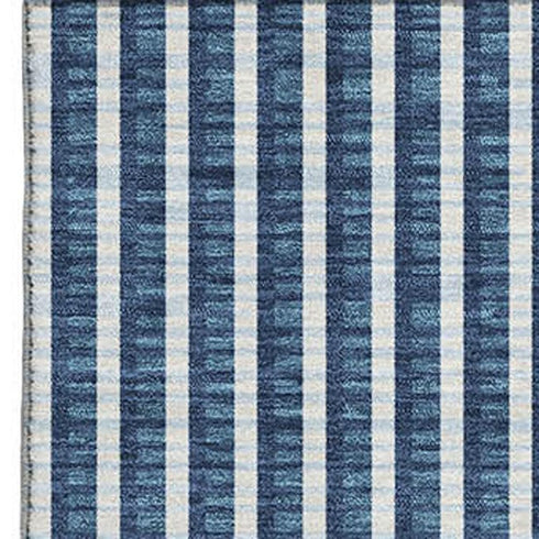 5' X 8' Blue And Ivory Geometric Washable Area Rug With UV Protection