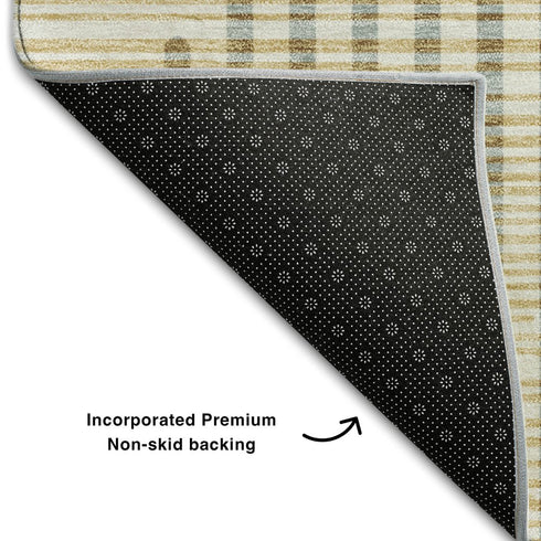 5' X 8' Gold Ivory And Gray Geometric Washable Area Rug With UV Protection