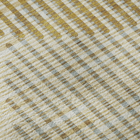 5' X 8' Gold Ivory And Gray Geometric Washable Area Rug With UV Protection
