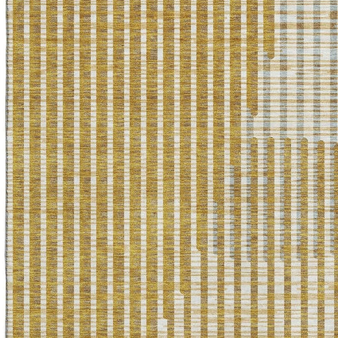 5' X 8' Gold Ivory And Gray Geometric Washable Area Rug With UV Protection