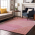9' X 12' Pink Ivory And Orange Geometric Washable Area Rug With UV Protection