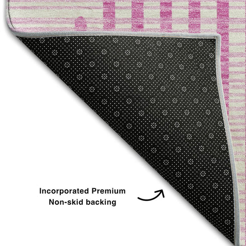 9' X 12' Pink Ivory And Orange Geometric Washable Area Rug With UV Protection