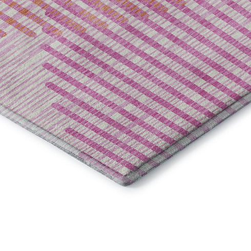 9' X 12' Pink Ivory And Orange Geometric Washable Area Rug With UV Protection