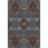 9' X 12' Denim Blue Red And Salmon Oriental Washable Area Rug With UV Protection