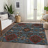 9' X 12' Denim Blue Red And Salmon Oriental Washable Area Rug With UV Protection