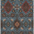 9' X 12' Denim Blue Red And Salmon Oriental Washable Area Rug With UV Protection