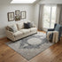 5' X 8' Black Beige And Gray Oriental Washable Area Rug With UV Protection