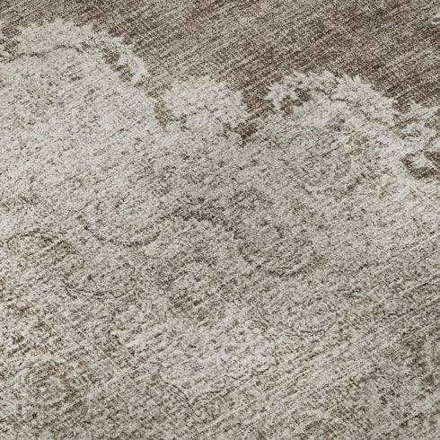 5' X 8' Brown Ivory And Beige Oriental Washable Area Rug With UV Protection