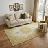 5' X 8' Gold Ivory And Gray Oriental Washable Area Rug With UV Protection