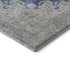 8' Navy Blue Gray And Ivory Oriental Washable Round Rug With UV Protection