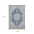 8' X 10' Navy Blue Gray And Ivory Oriental Washable Area Rug With UV Protection