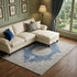 8' X 10' Navy Blue Gray And Ivory Oriental Washable Area Rug With UV Protection
