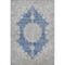 8' X 10' Navy Blue Gray And Ivory Oriental Washable Area Rug With UV Protection