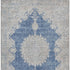 8' X 10' Navy Blue Gray And Ivory Oriental Washable Area Rug With UV Protection