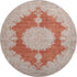 8' Rust And Beige Oriental Washable Round Rug With UV Protection