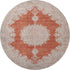 8' Rust And Beige Oriental Washable Round Rug With UV Protection