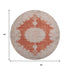 8' Rust And Beige Oriental Washable Round Rug With UV Protection
