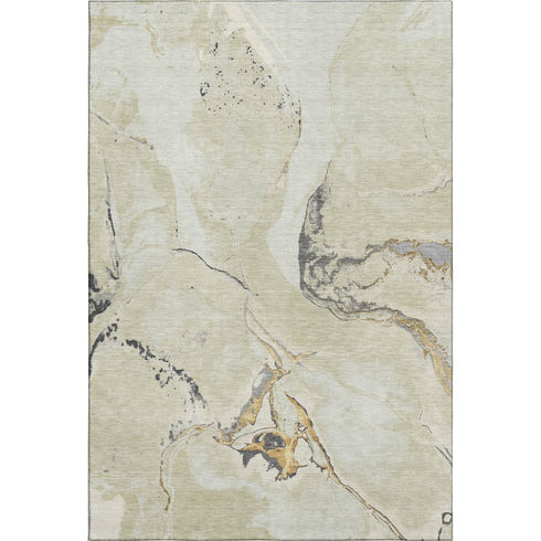 8' X 10' Ivory Beige And Gray Abstract Washable Area Rug With UV Protection