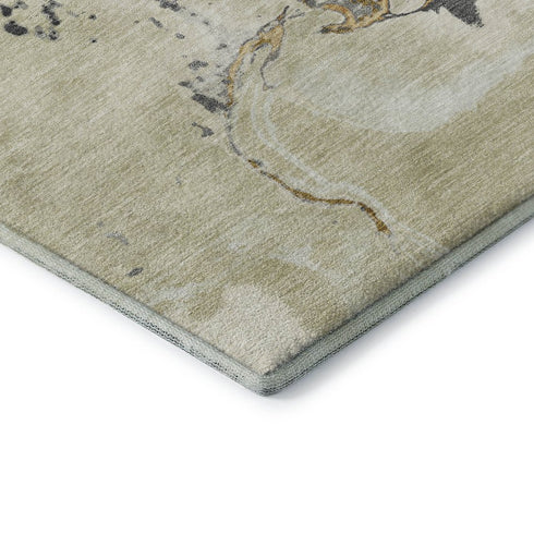 8' X 10' Ivory Beige And Gray Abstract Washable Area Rug With UV Protection