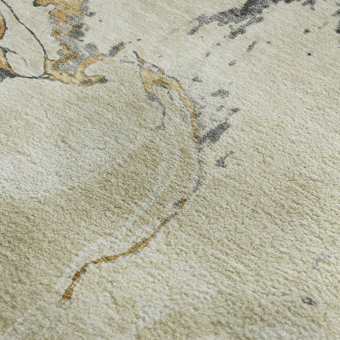 8' X 10' Ivory Beige And Gray Abstract Washable Area Rug With UV Protection