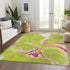 9' X 12' Lime Green Pink And Ivory Abstract Washable Area Rug With UV Protection