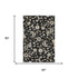 5' X 8' Black Ivory And Beige Floral Washable Area Rug With UV Protection