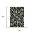 8' X 10' Black Ivory And Beige Floral Washable Area Rug With UV Protection