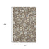 5' X 8' Chocolate Blue And Beige Floral Washable Area Rug With UV Protection