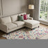 8' X 10' Linen Pink And Blue Floral Washable Area Rug With UV Protection