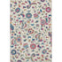 9' X 12' Linen Pink And Blue Floral Washable Area Rug With UV Protection