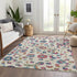 9' X 12' Linen Pink And Blue Floral Washable Area Rug With UV Protection