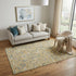 5' X 8' Wheat Blue And Beige Floral Washable Area Rug With UV Protection