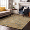 8' X 10' Wheat Blue And Beige Floral Washable Area Rug With UV Protection